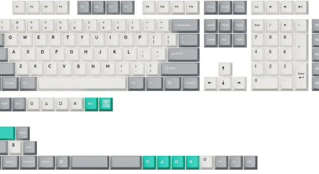 KEYCHRON CHERRY DOUBLE SHOT KEYCAPS GRAY WHITE MINT (143 KEYS)
